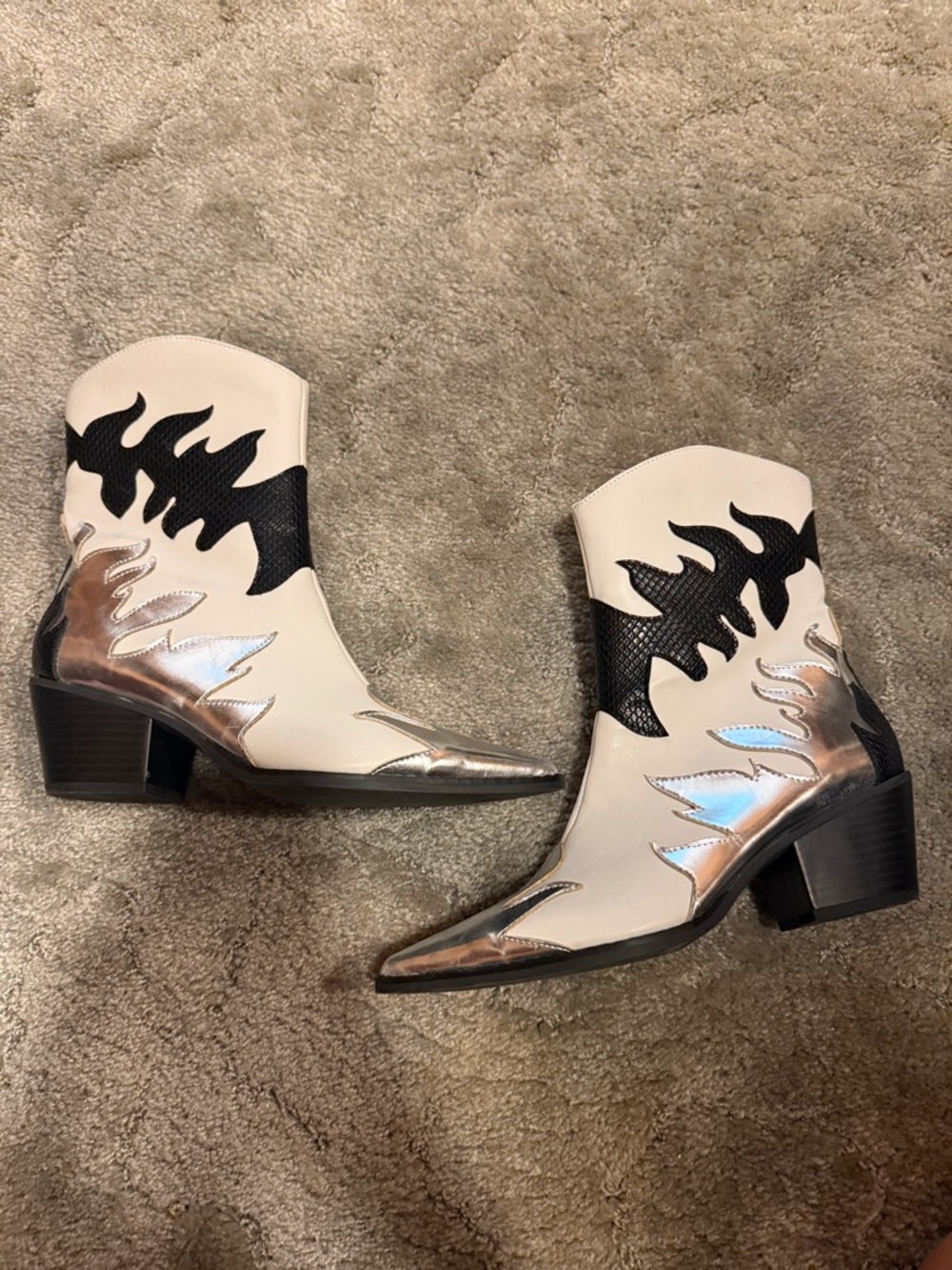 Metallic Cowgirl Ankle Boots